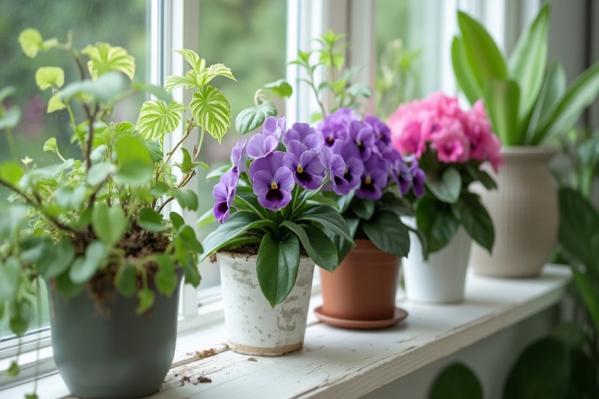 Combinaciones de violetas africanas con otras plantas