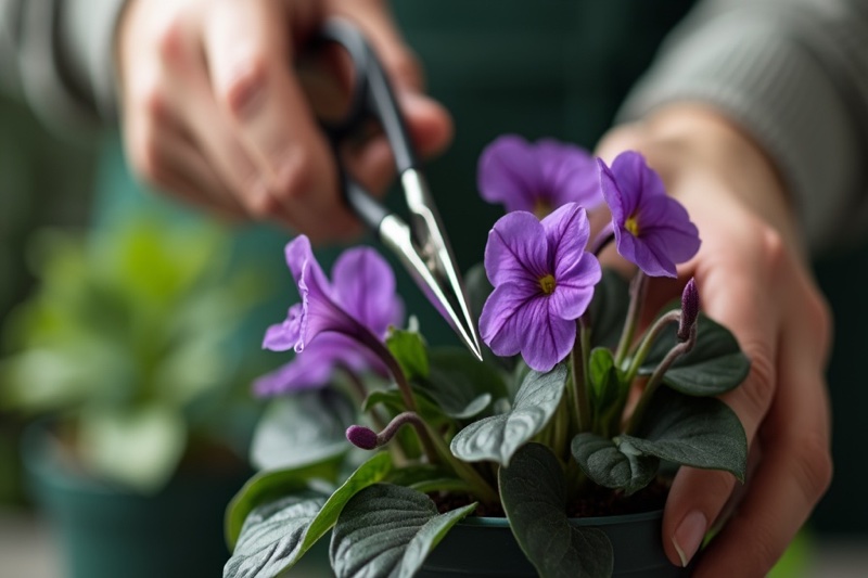 Poda y mantenimiento de violetas africanas